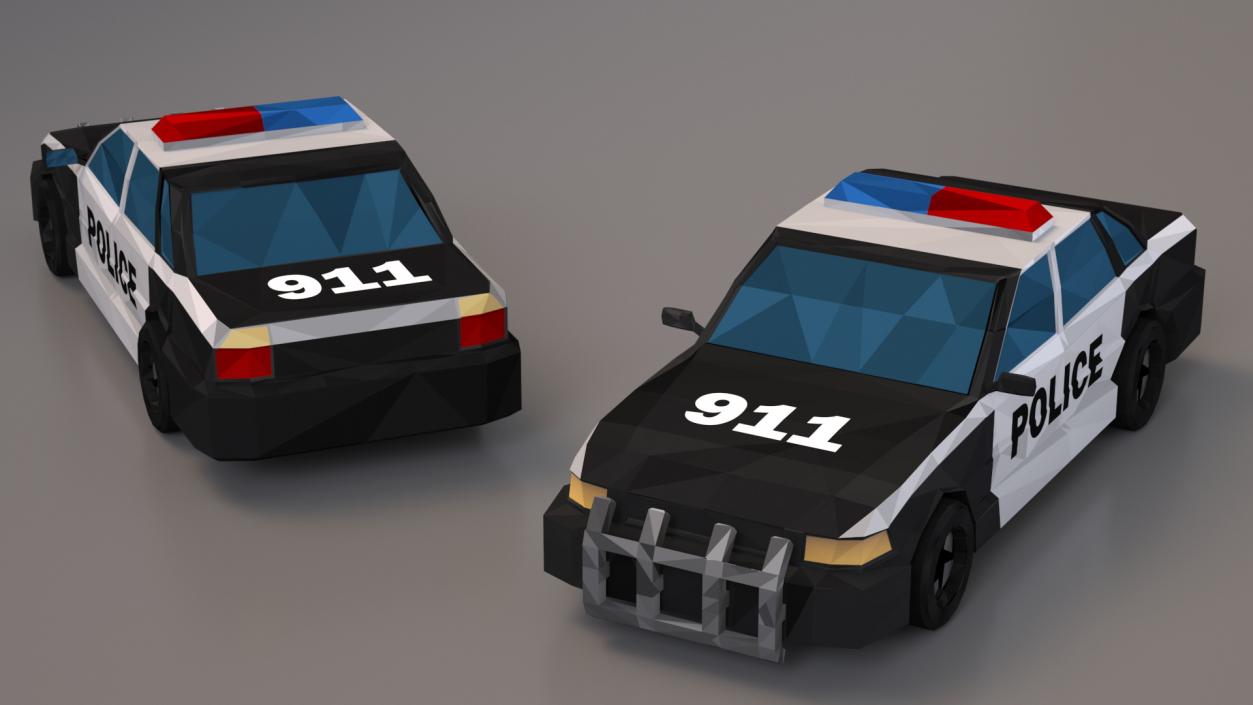 Low Poly Stylized Model Police Car 3D model