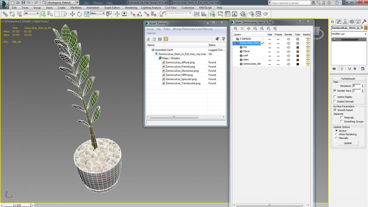 3D Zamioculcas Stem in Pot model