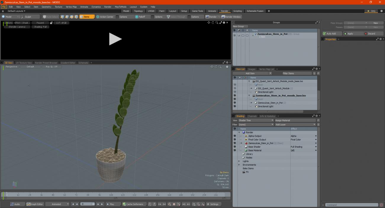 3D Zamioculcas Stem in Pot model