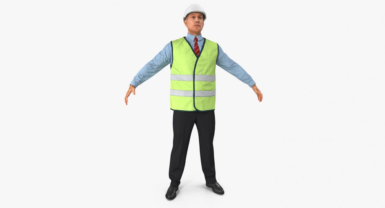 3D Construction Architect in Yellow Safety Jacket