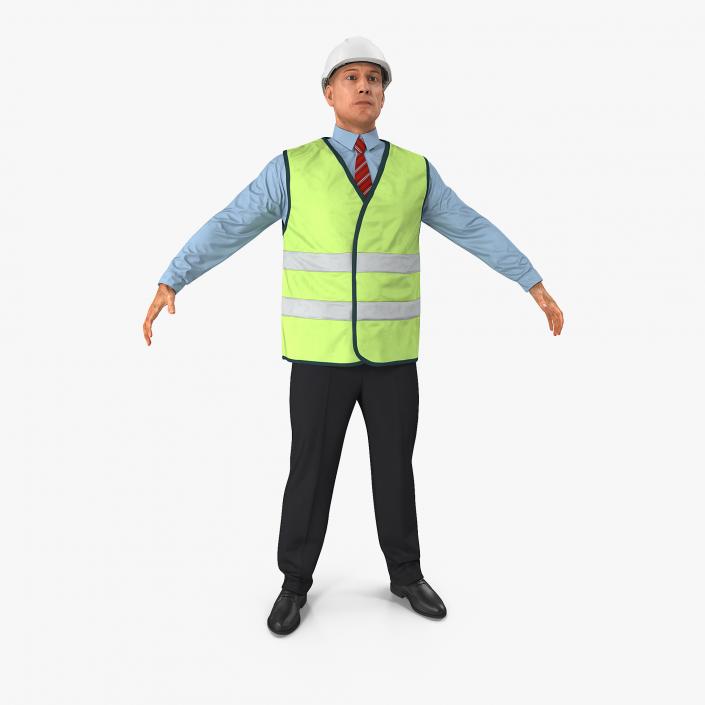 3D Construction Architect in Yellow Safety Jacket