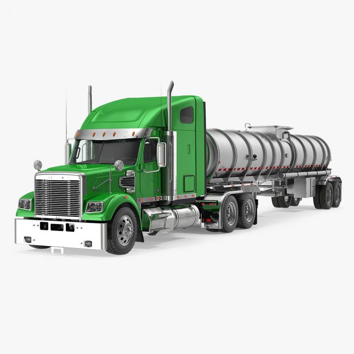 Heavy Duty Long Hood Truck with Tank Trailer 3D model