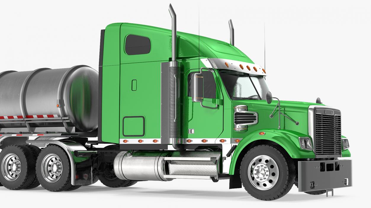 Heavy Duty Long Hood Truck with Tank Trailer 3D model