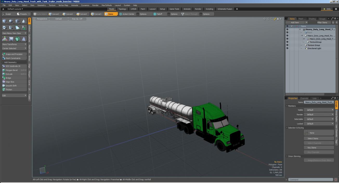 Heavy Duty Long Hood Truck with Tank Trailer 3D model