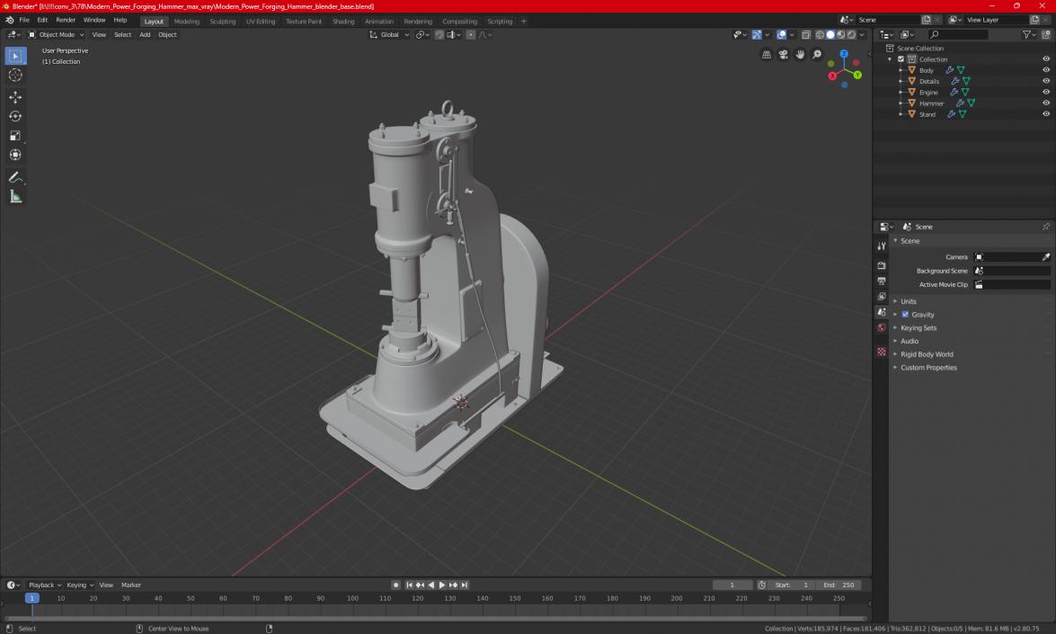 Pneumatic Forging Hammer 3D model