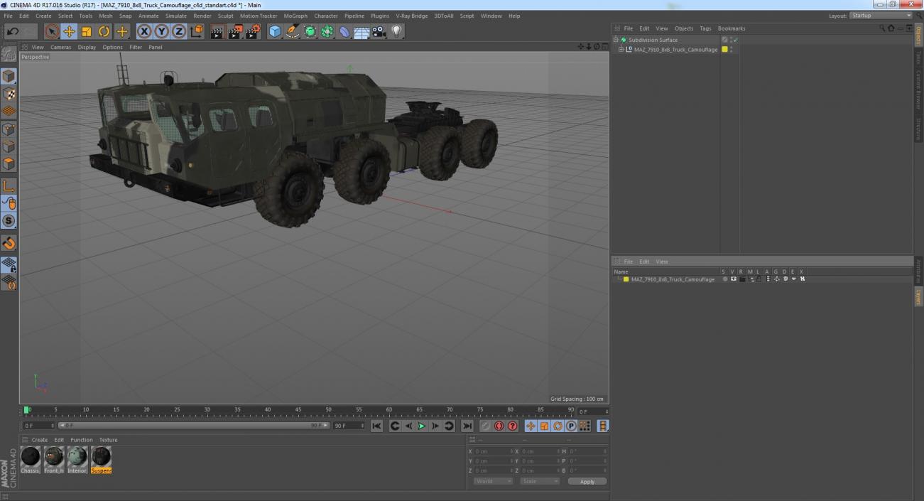 MAZ 7910 8x8 Truck Camouflage 3D model