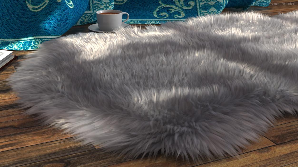 3D model Natural Sheepskin Rug Grey Fur