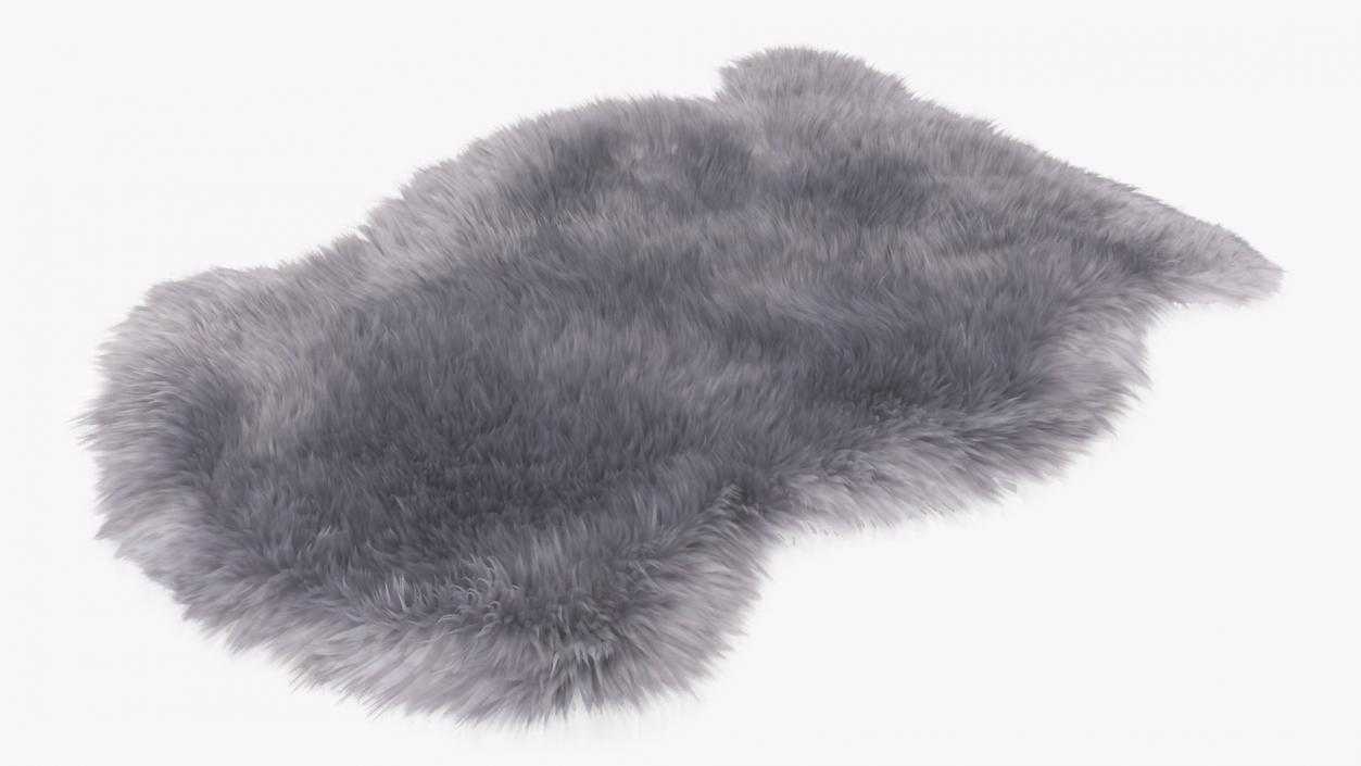 3D model Natural Sheepskin Rug Grey Fur