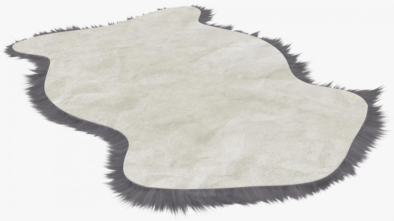 3D model Natural Sheepskin Rug Grey Fur