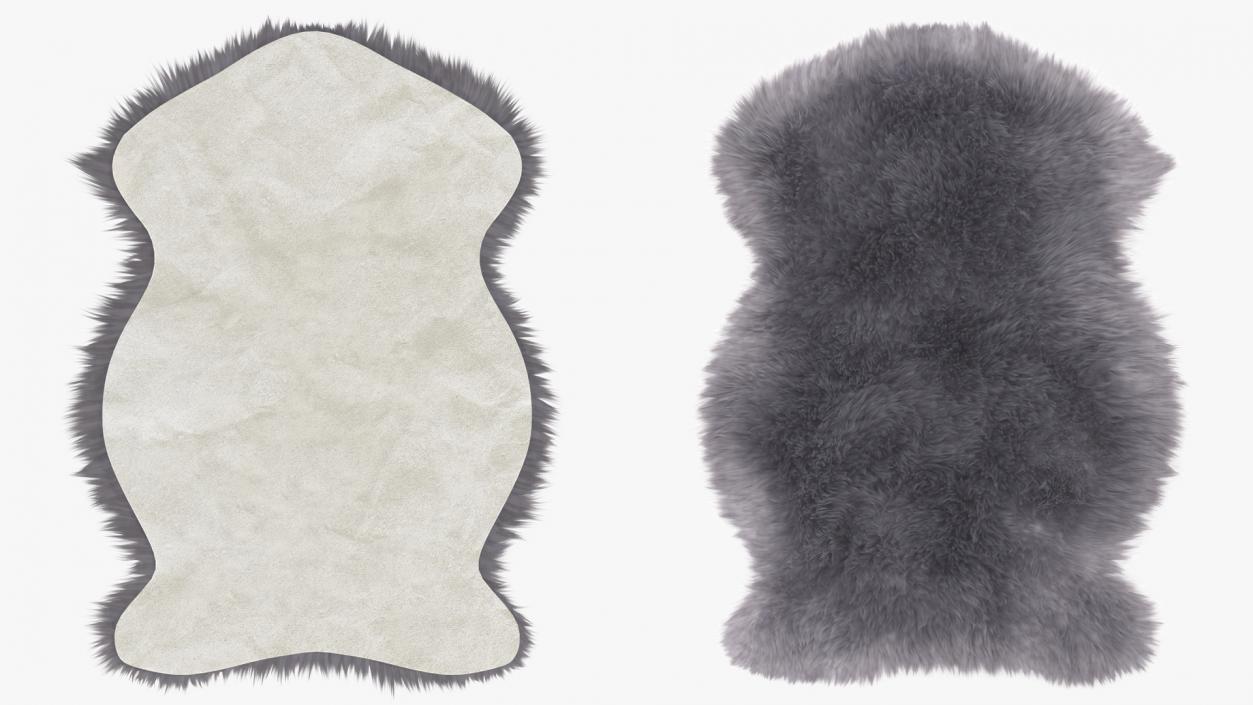 3D model Natural Sheepskin Rug Grey Fur