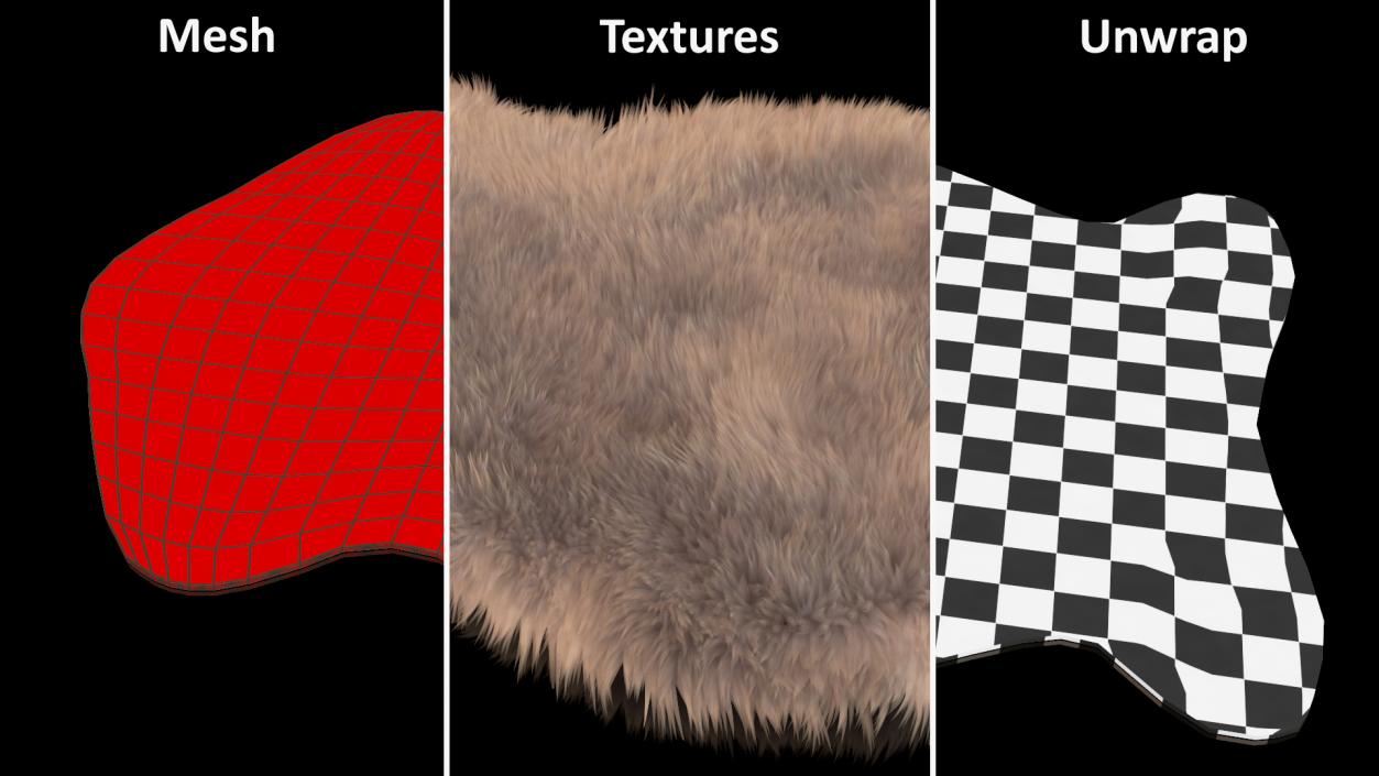 3D model Natural Sheepskin Rug Grey Fur