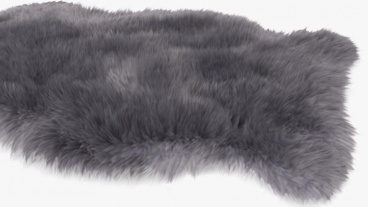 3D model Natural Sheepskin Rug Grey Fur