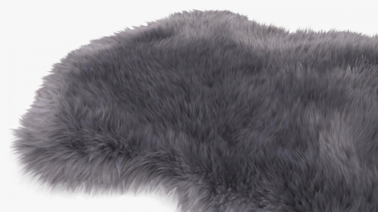 3D model Natural Sheepskin Rug Grey Fur