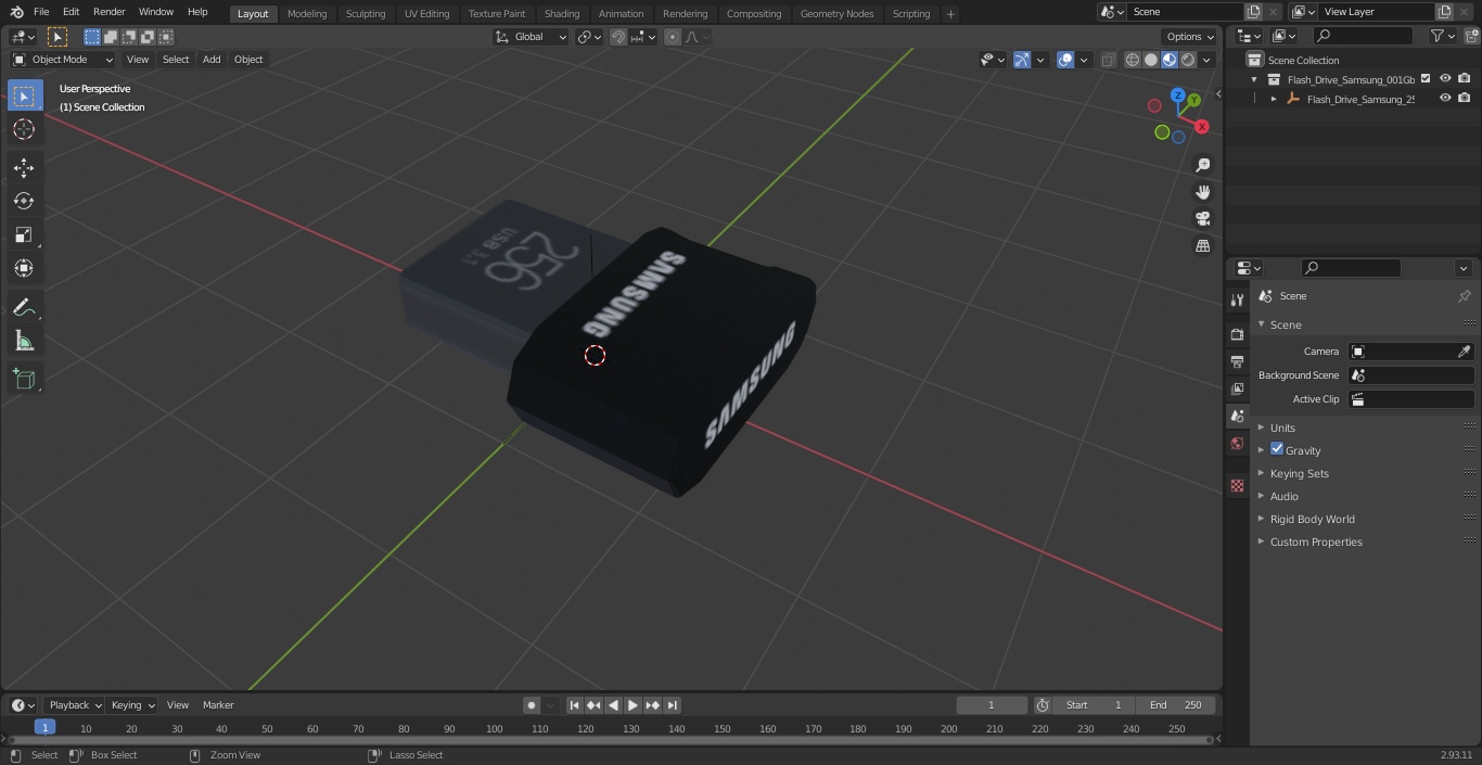 3D model Flash Drive Samsung 256Gb