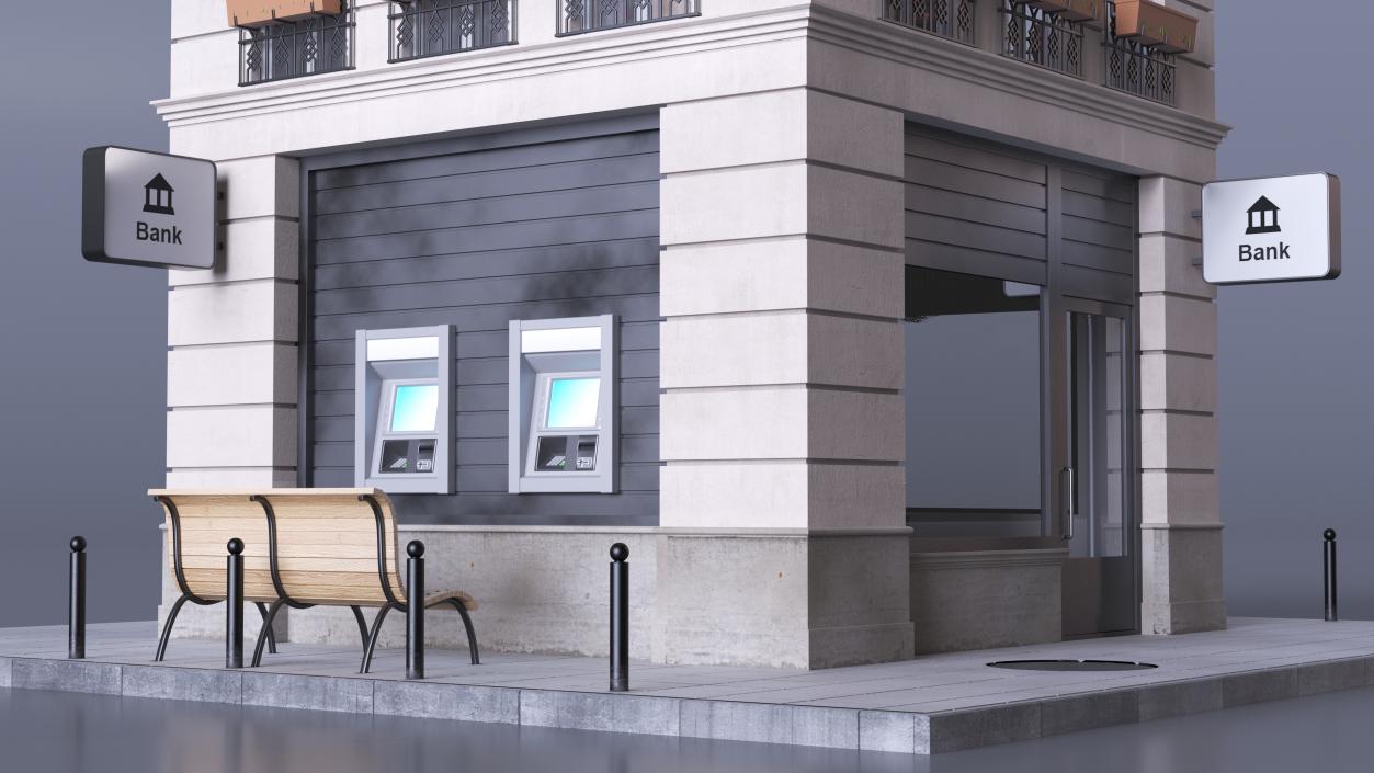 3D Small Bank Branch Building