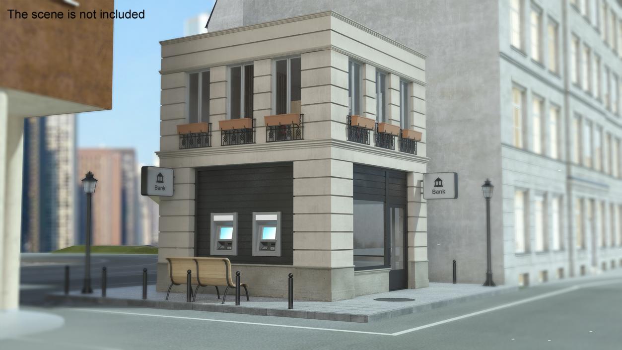 3D Small Bank Branch Building