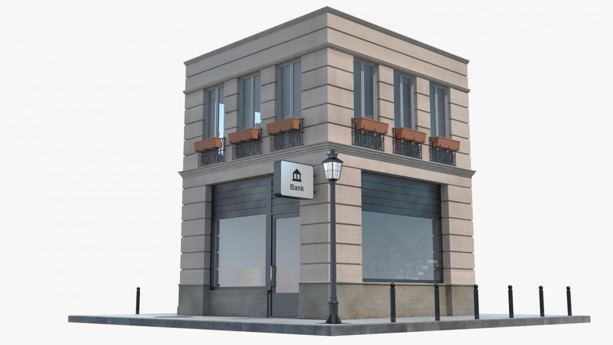 3D Small Bank Branch Building