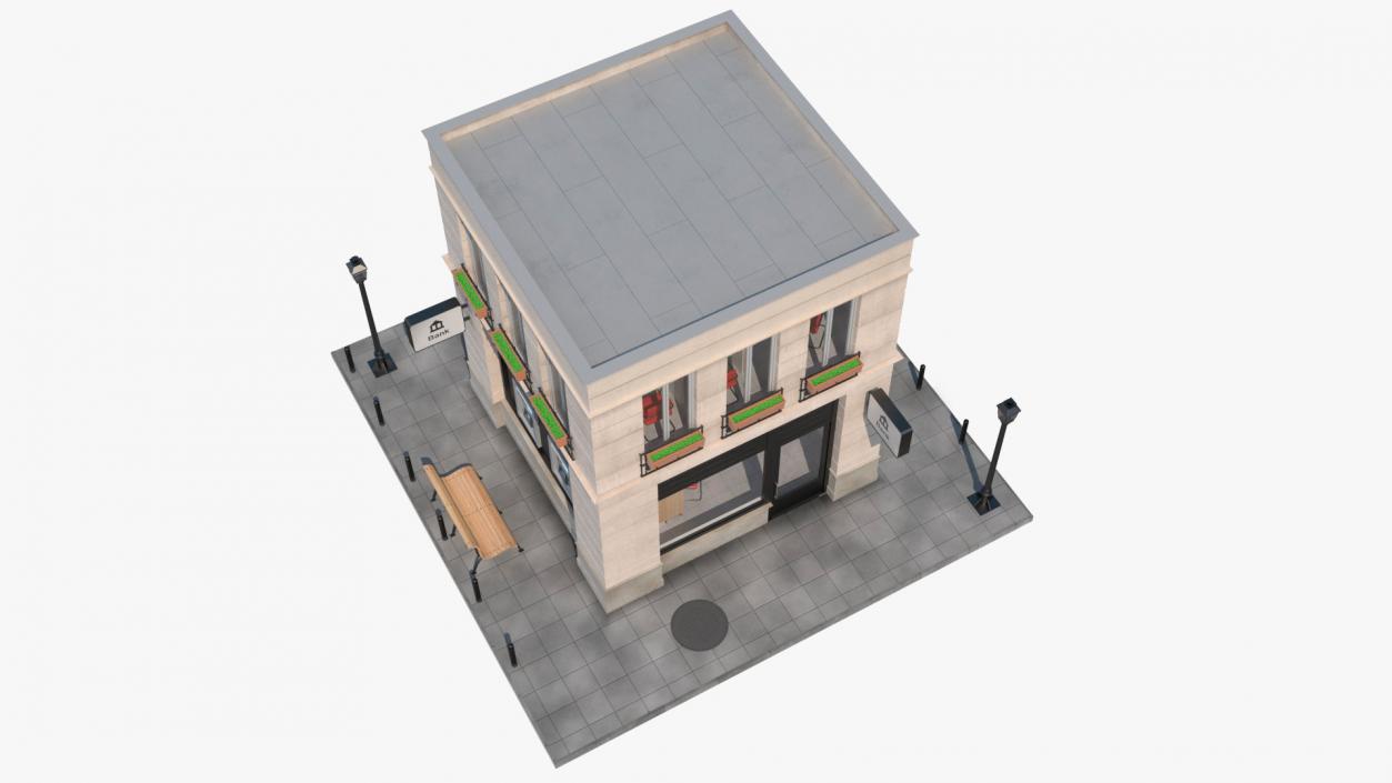 3D Small Bank Branch Building