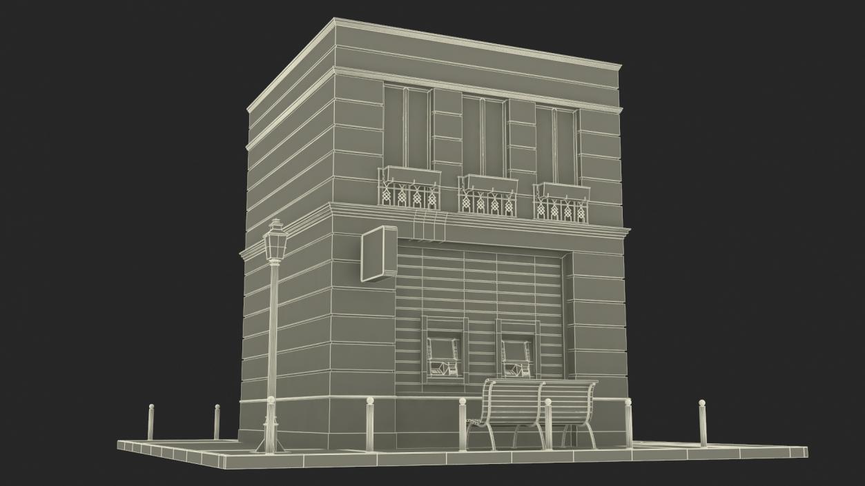 3D Small Bank Branch Building