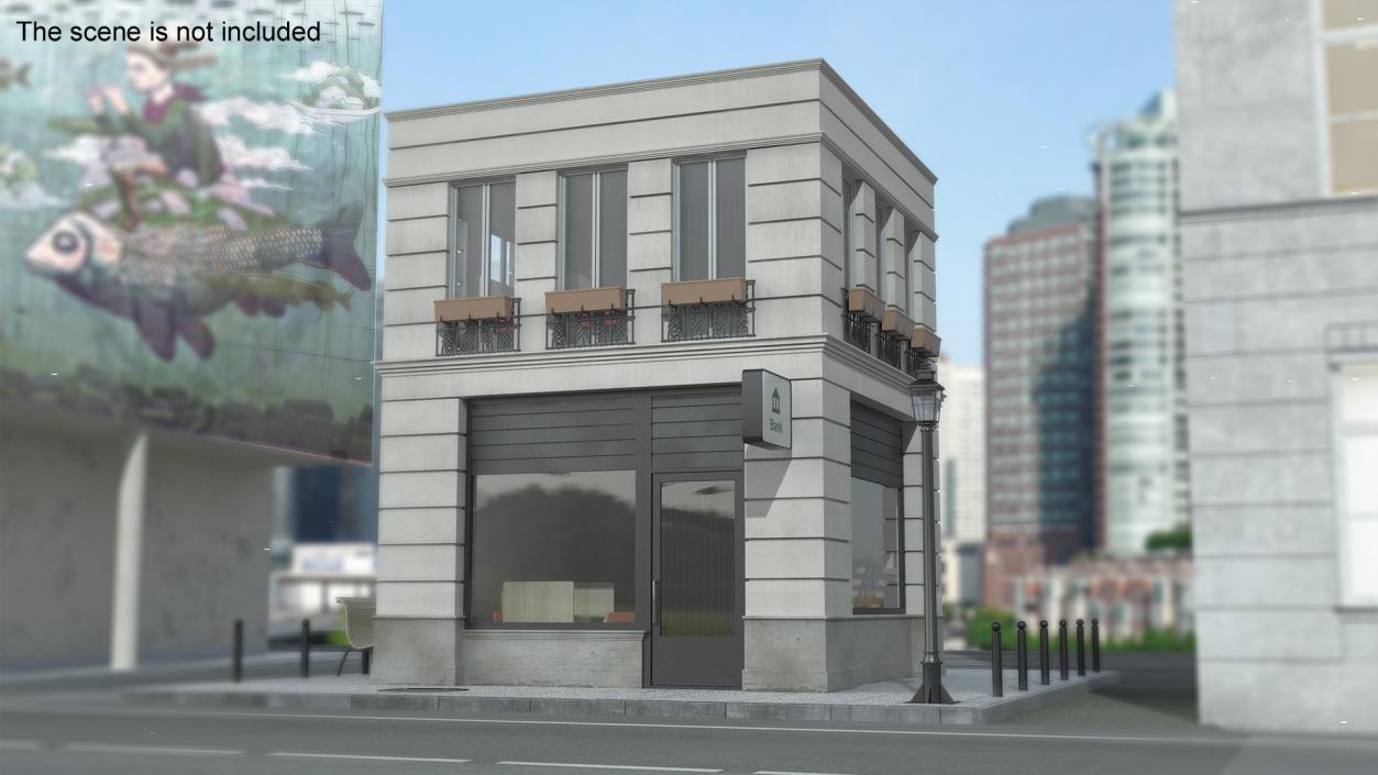 3D Small Bank Branch Building