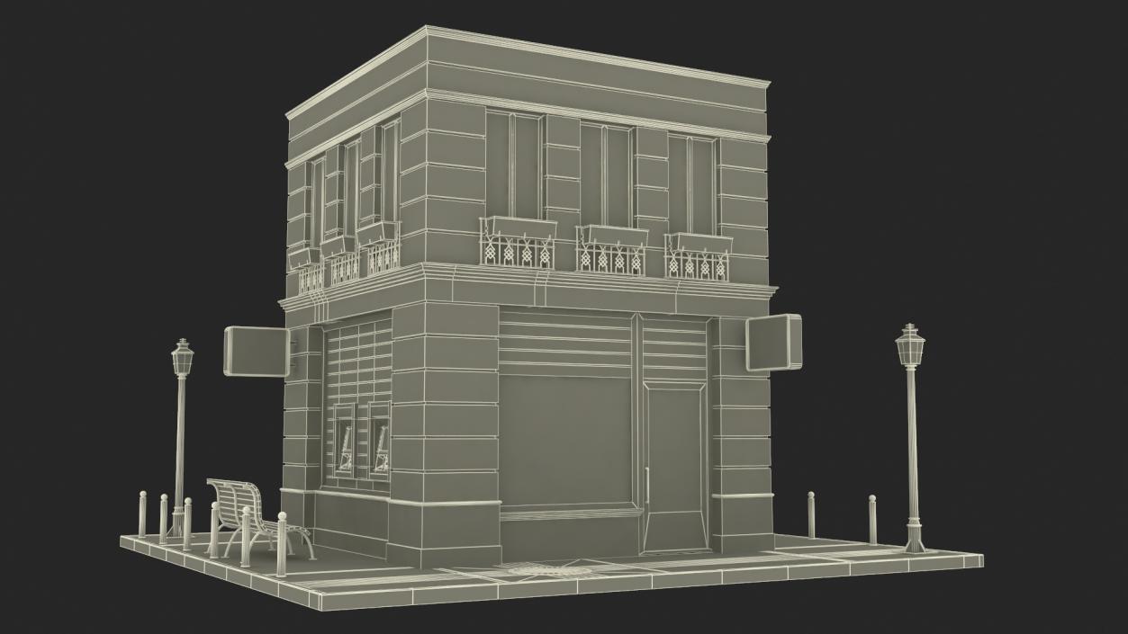 3D Small Bank Branch Building