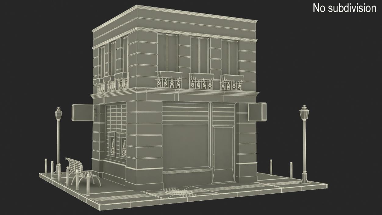 3D Small Bank Branch Building