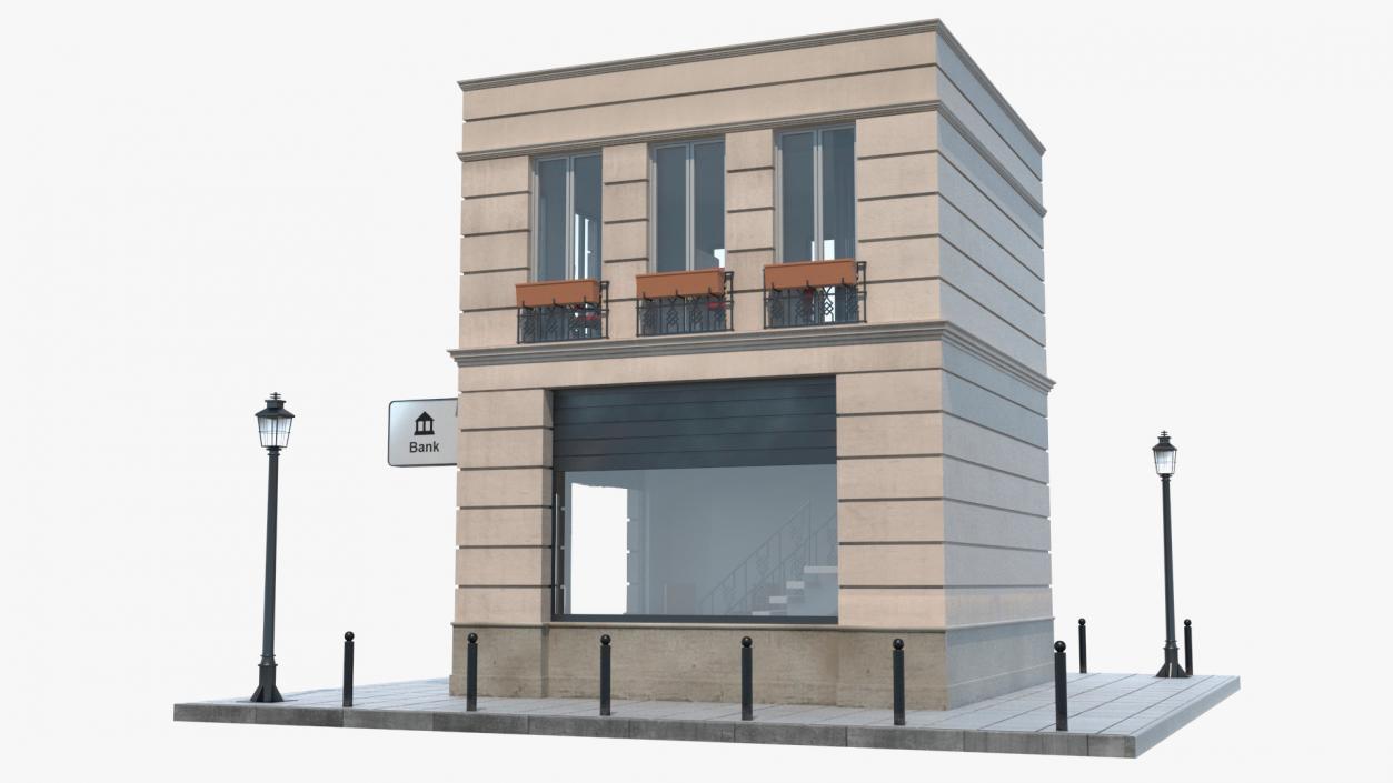 3D Small Bank Branch Building