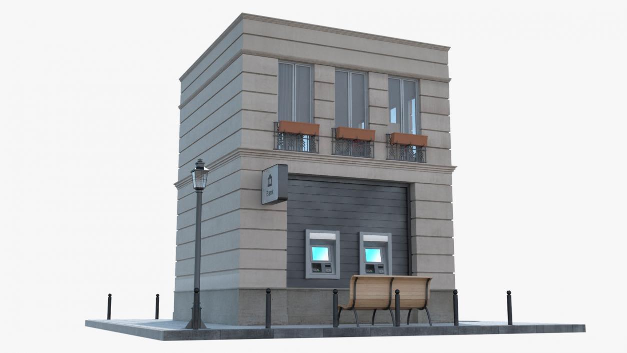 3D Small Bank Branch Building