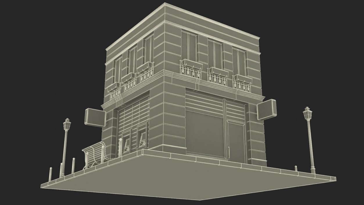 3D Small Bank Branch Building