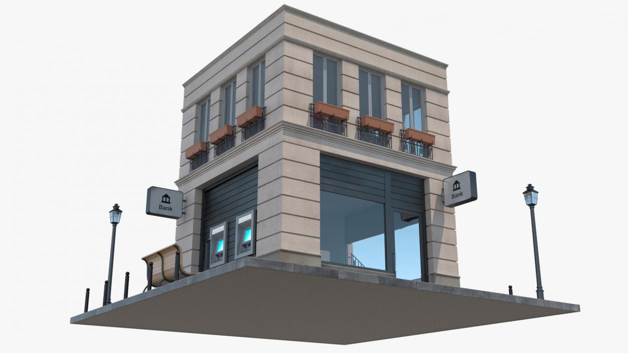 3D Small Bank Branch Building