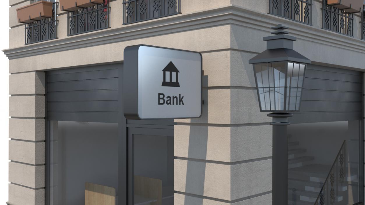 3D Small Bank Branch Building