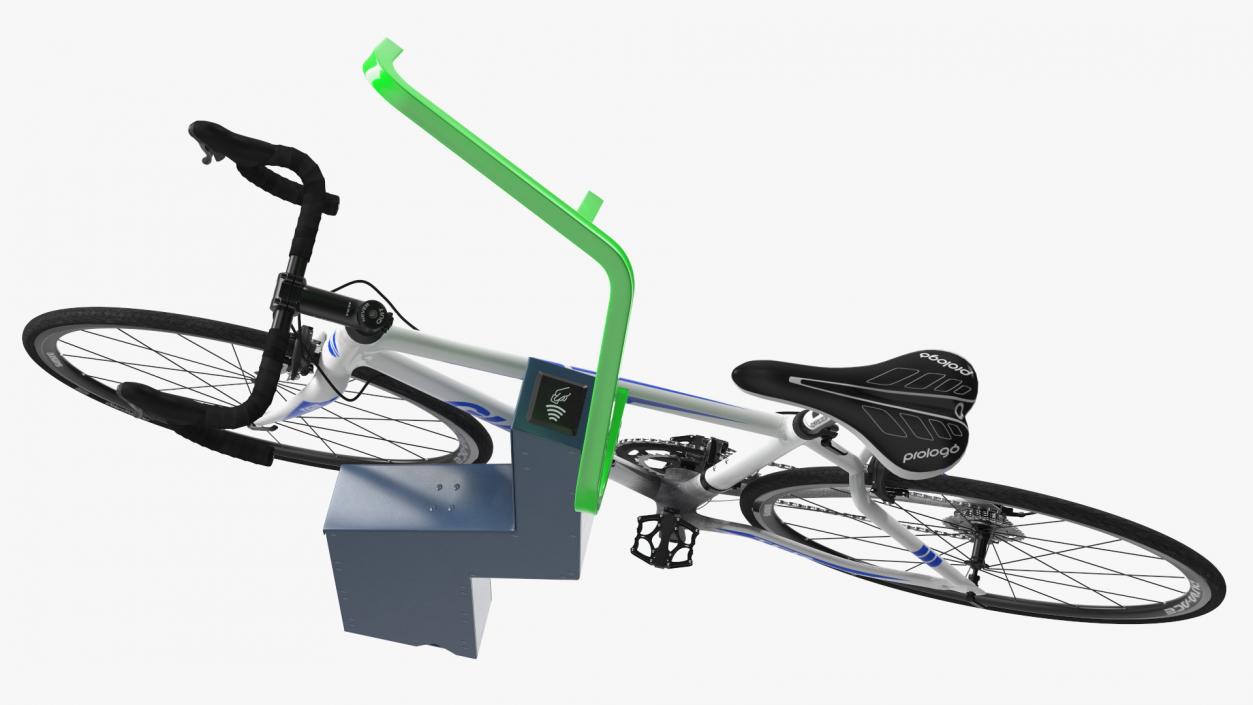 Road Bike Near Opened Bikeep Parking(1) 3D model