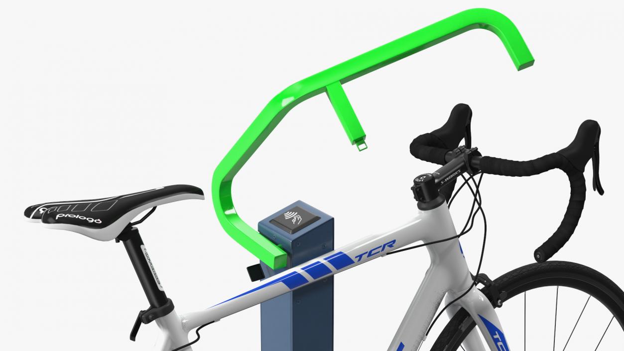 Road Bike Near Opened Bikeep Parking(1) 3D model