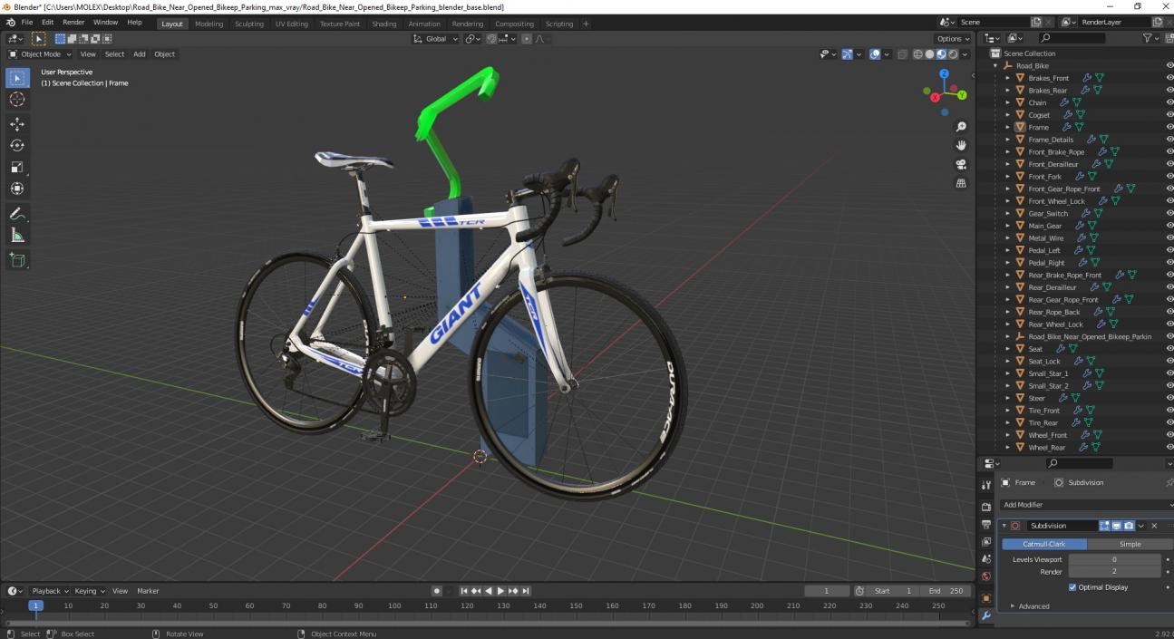 Road Bike Near Opened Bikeep Parking(1) 3D model