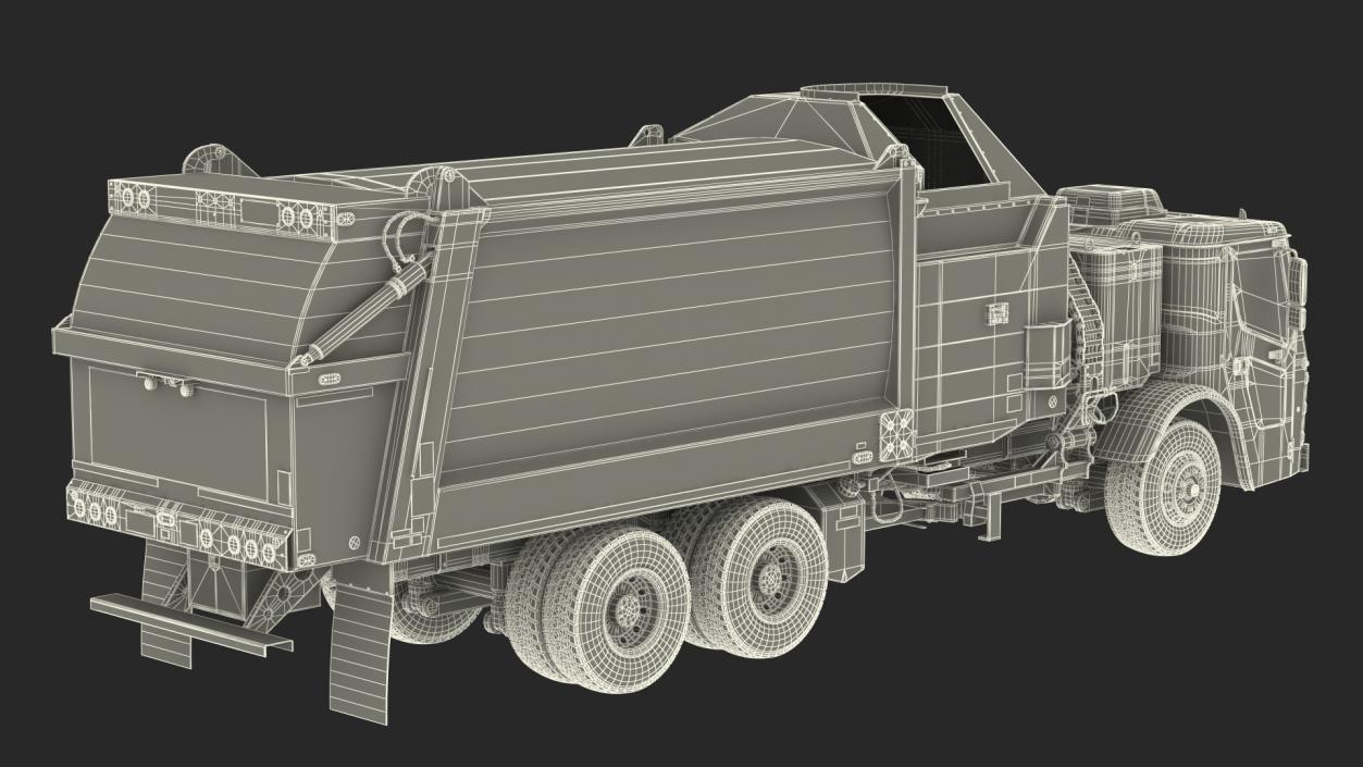 3D model Refuse Truck Electric Green Simple Interior Rigged