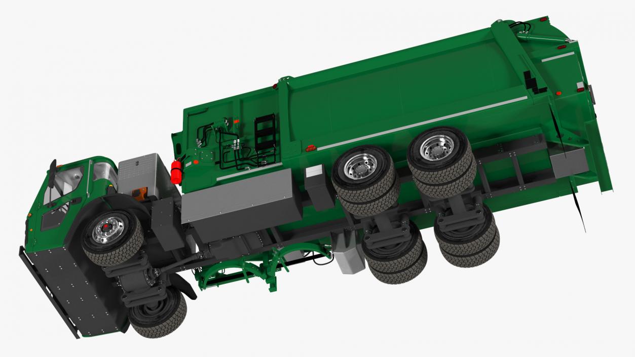 3D model Refuse Truck Electric Green Simple Interior Rigged