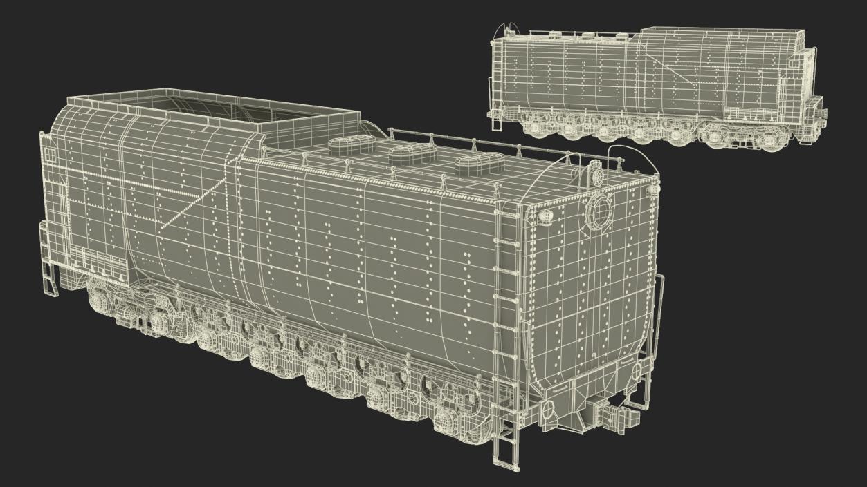 3D model Old Trailed Tender Rigged