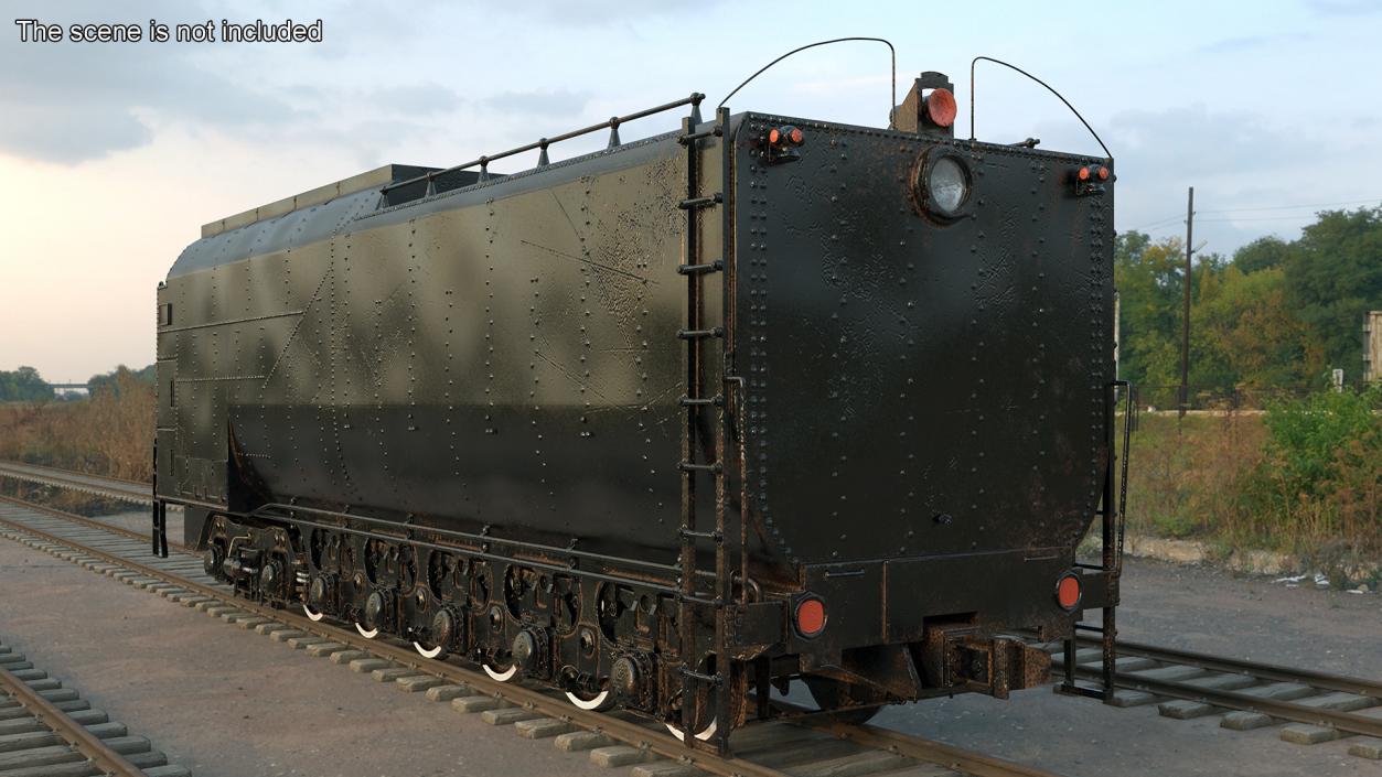 3D model Old Trailed Tender Rigged