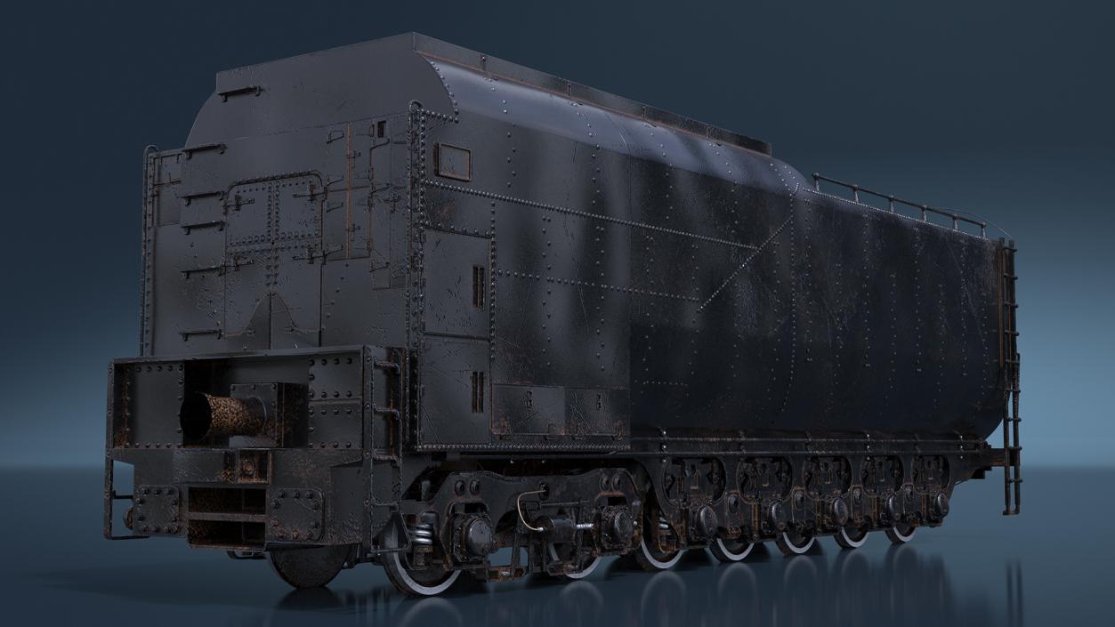 3D model Old Trailed Tender Rigged