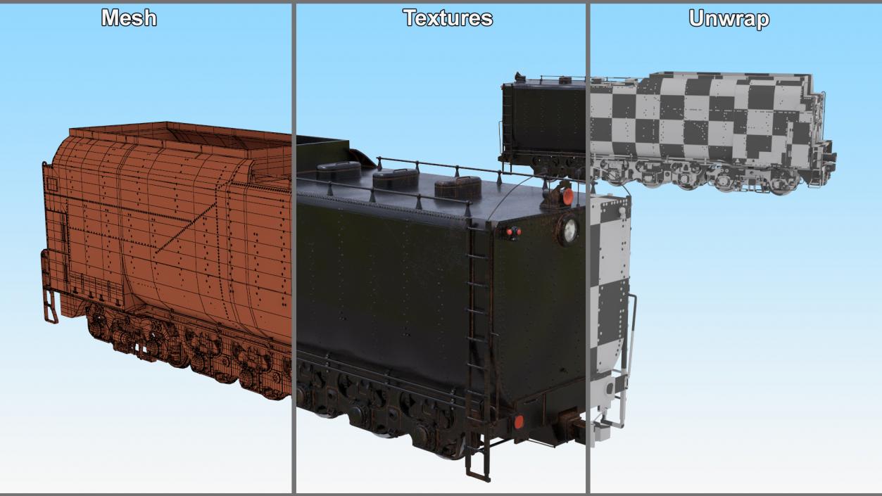 3D model Old Trailed Tender Rigged