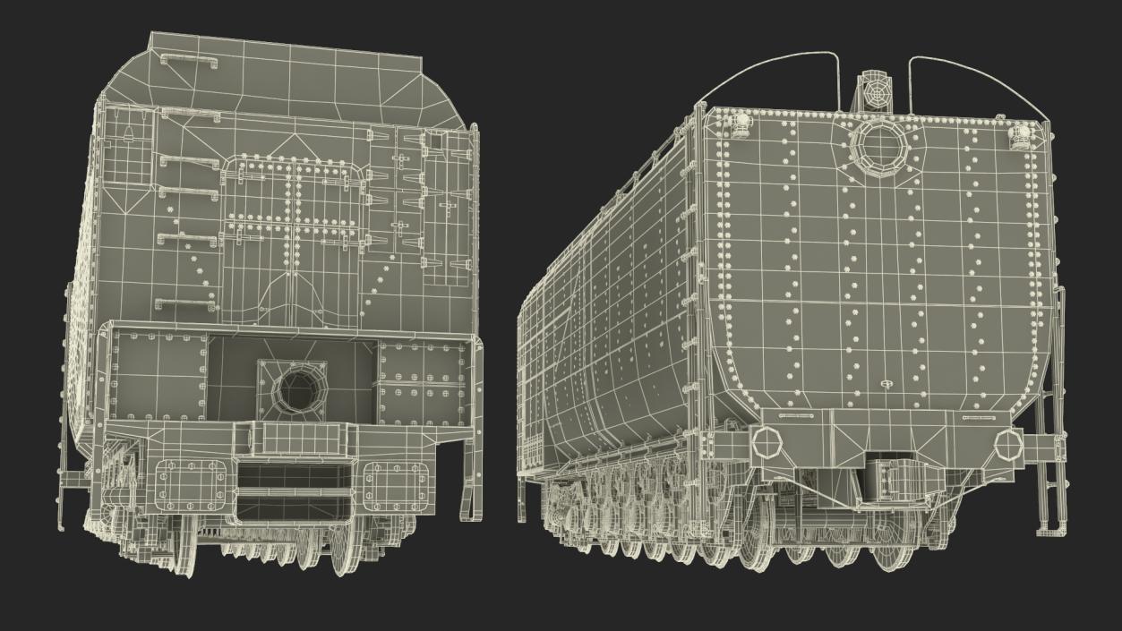 3D model Old Trailed Tender Rigged