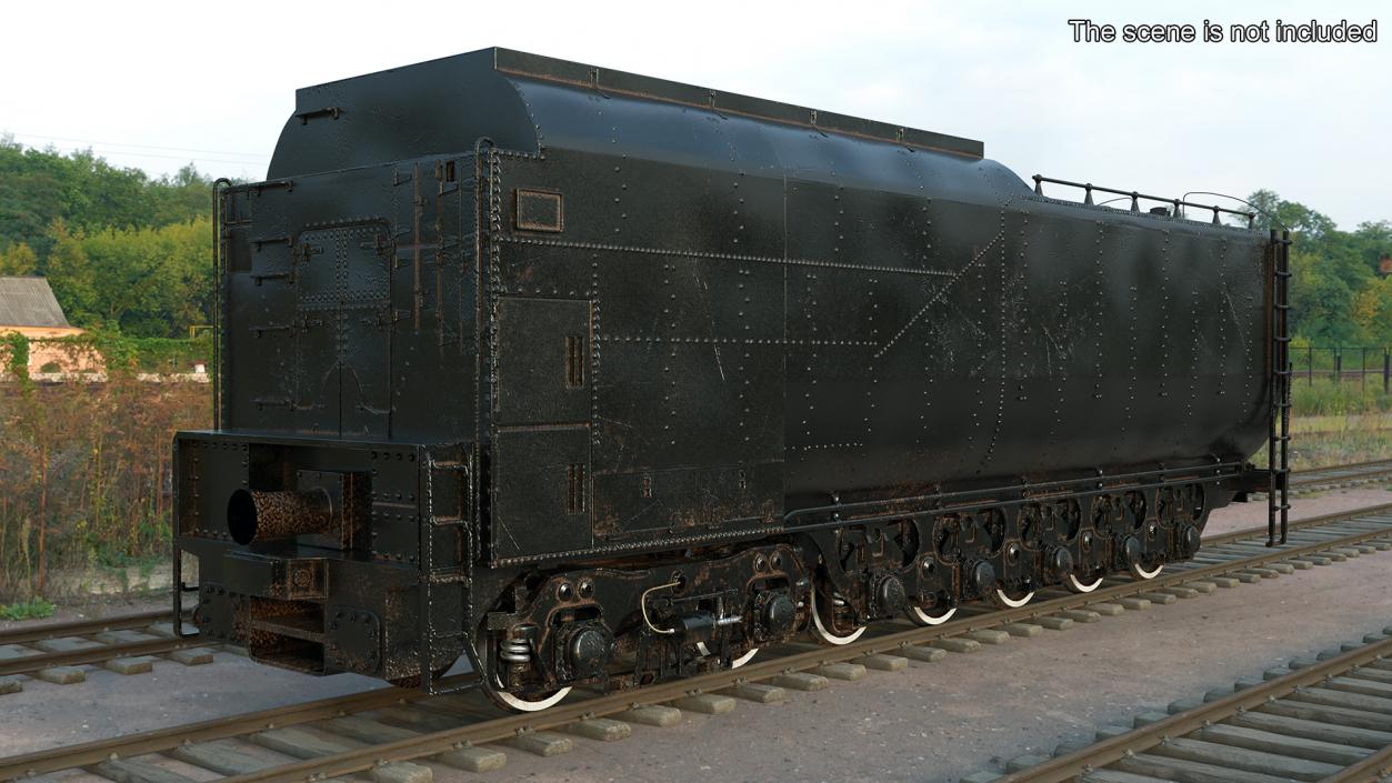 3D model Old Trailed Tender Rigged