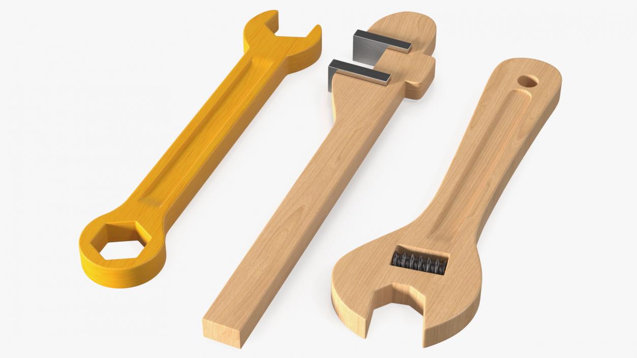 Wooden Wrench Toys Set 3D