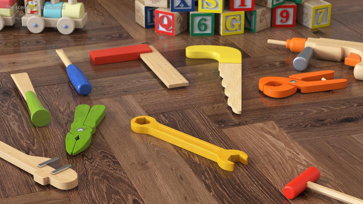 Wooden Wrench Toys Set 3D