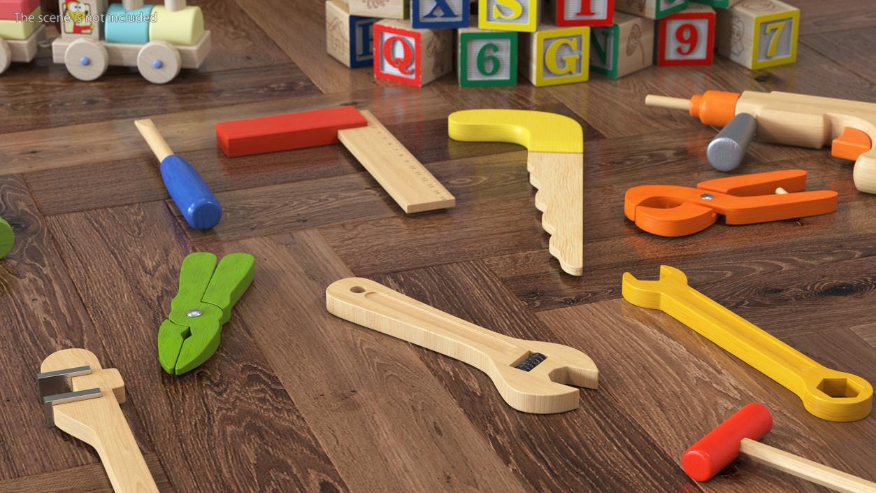 Wooden Wrench Toys Set 3D