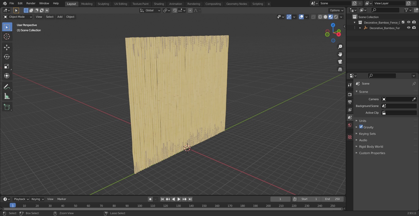 3D Decorative Bamboo Fence model