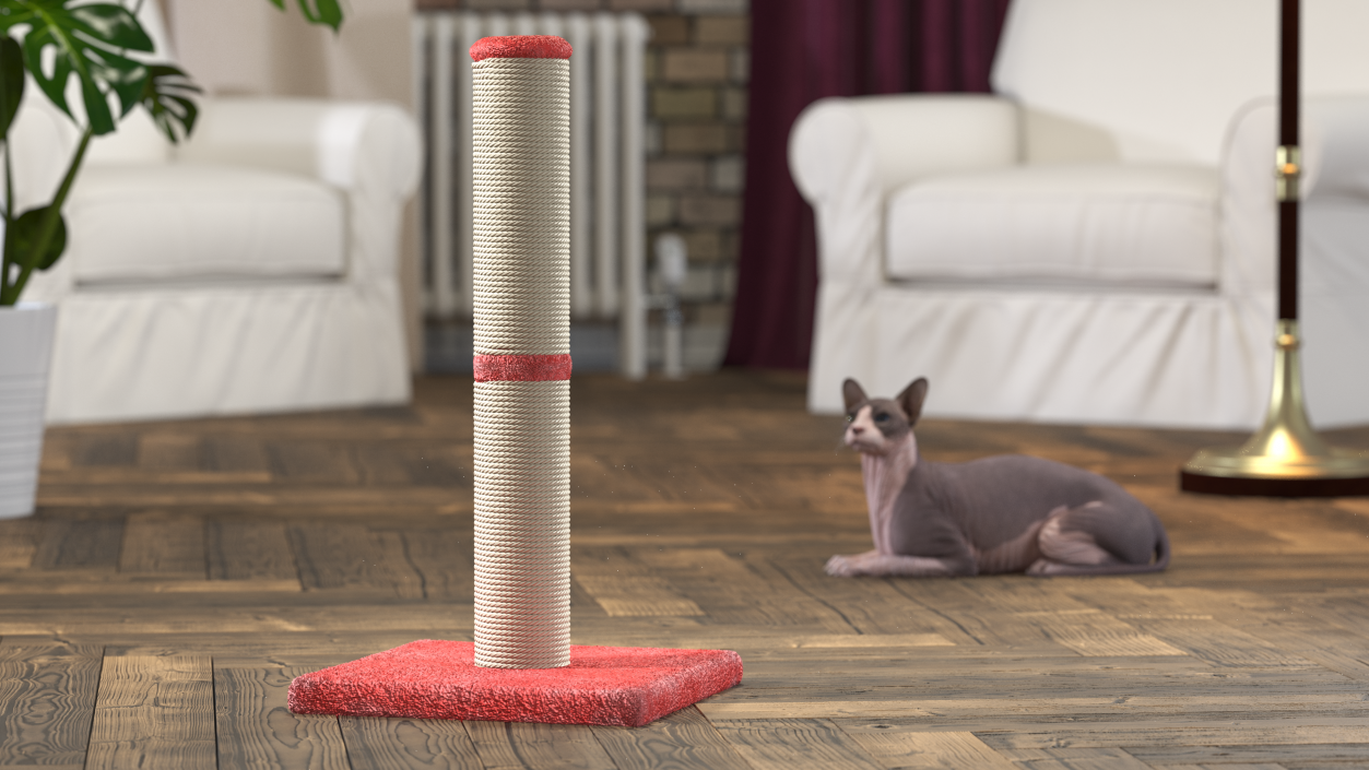 3D Cat Scratching Post Red model