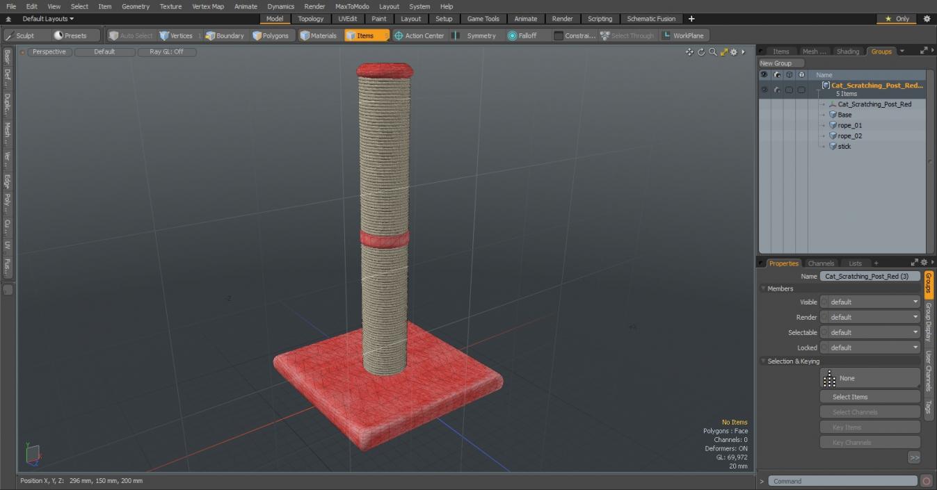 3D Cat Scratching Post Red model