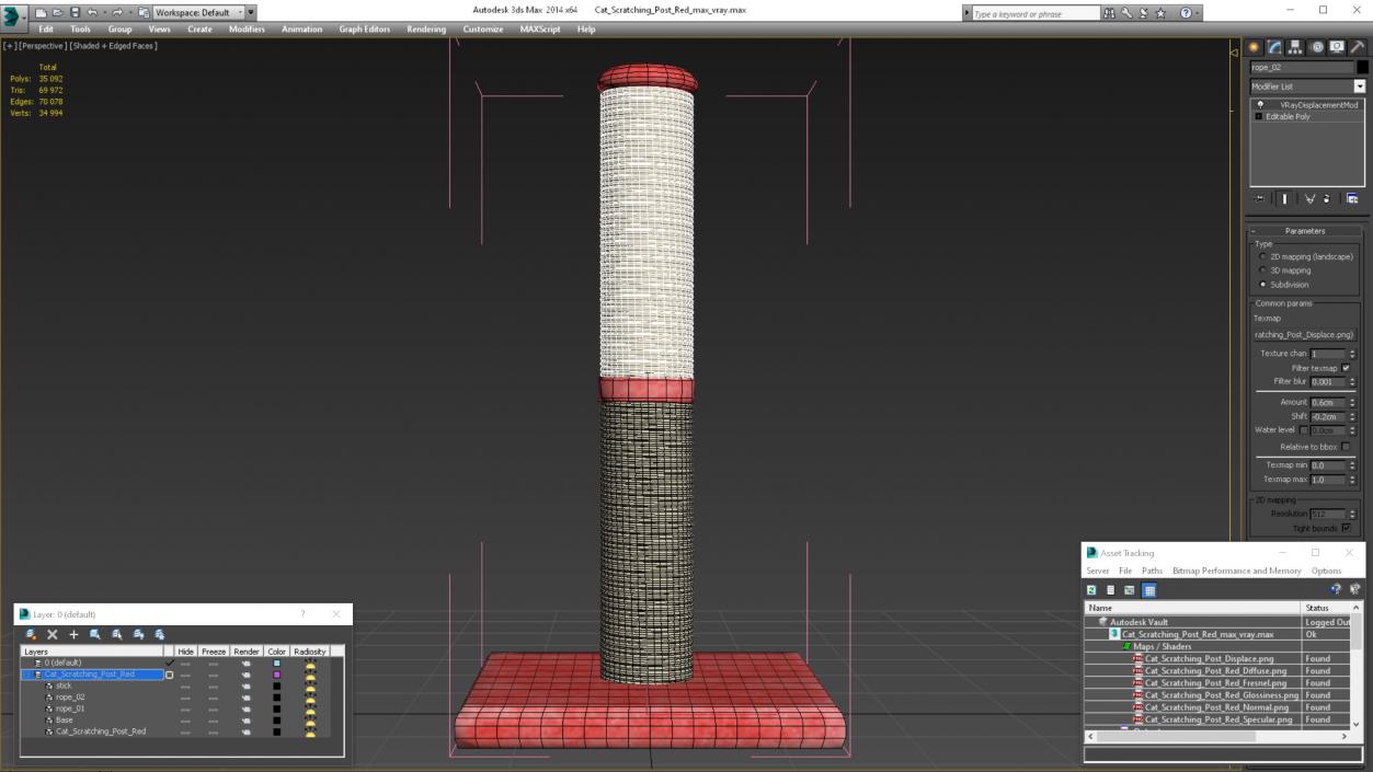 3D Cat Scratching Post Red model