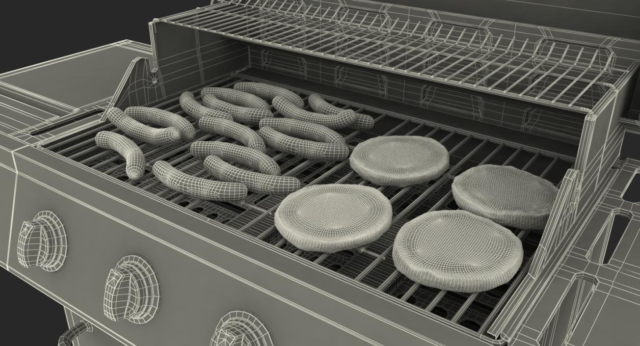 3D Gas Grill with Sausages model